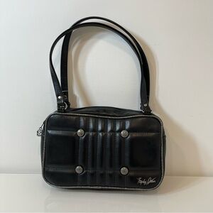 Trophy Queen Black Quilted Shoulder Bag RARE Leopard Lining Excellent Condition